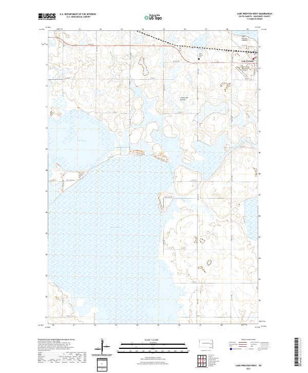 Lake Preston West, SD — USGS 7.5-minute topo (2021)