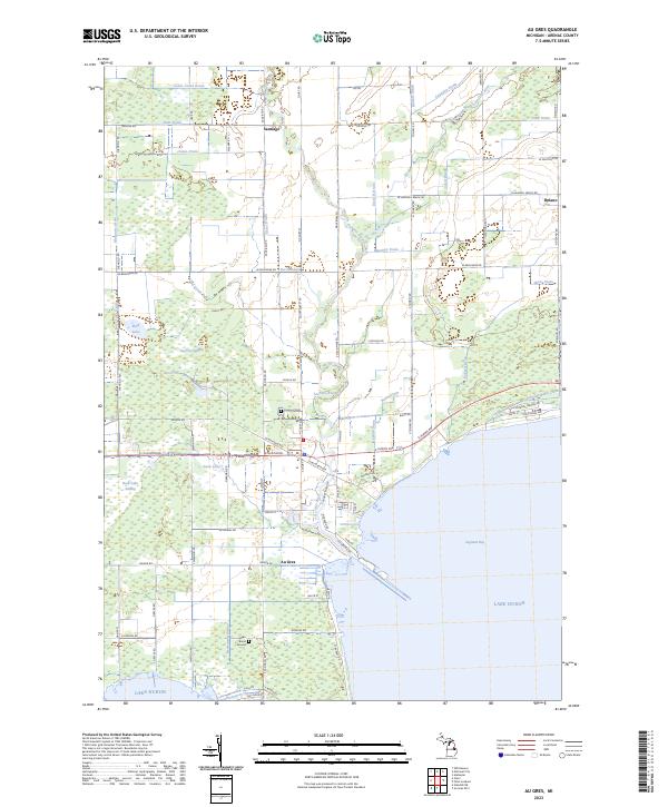 Au Gres, MI — USGS 7.5-minute topo (2023)