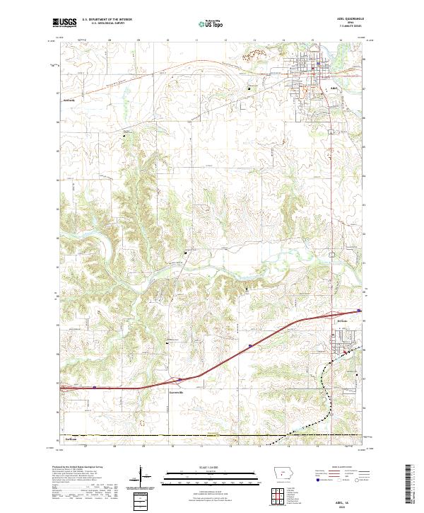 Adel, IA — USGS 7.5-minute topo (2022)