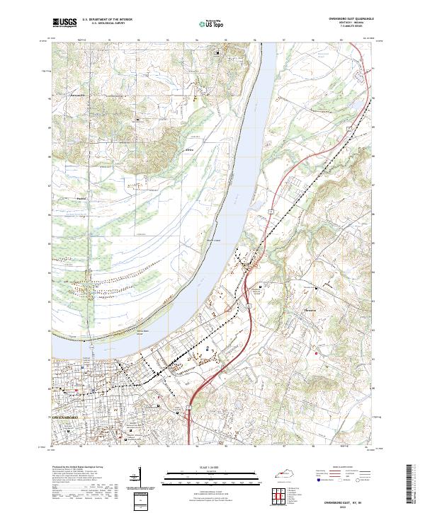 Owensboro East, KY-IN — USGS 7.5-minute topo (2022)