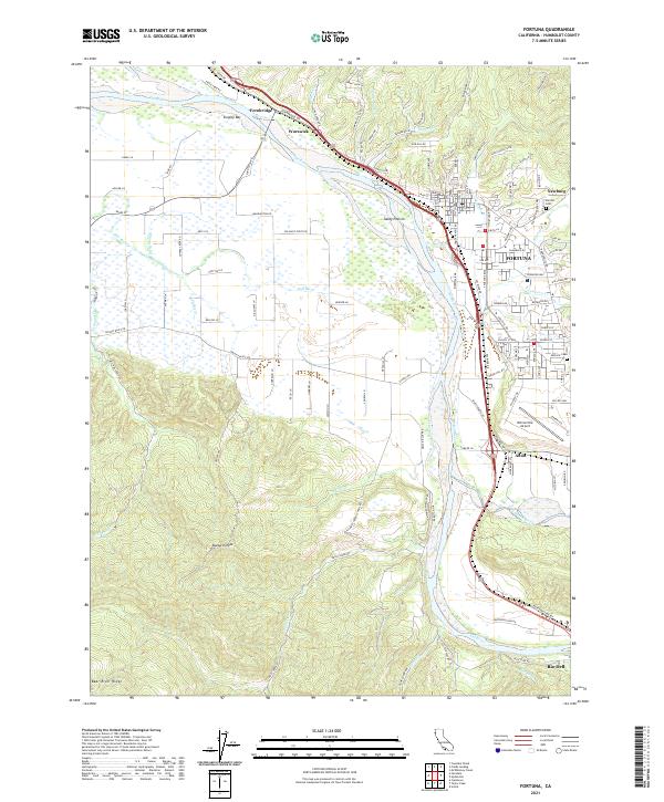 Fortuna, CA — USGS 7.5-minute topo (2021)