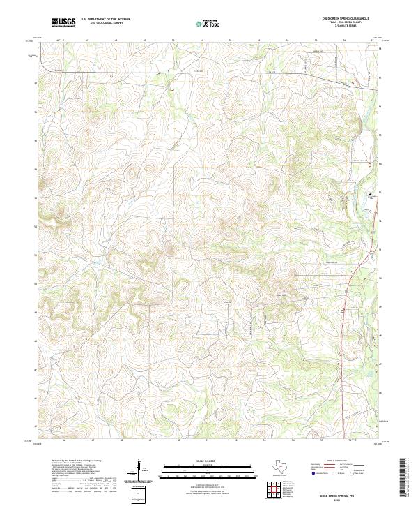 Cold Creek Spring, TX — USGS 7.5-minute topo (2022)
