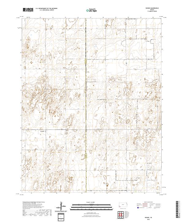 Woods, KS — USGS 7.5-minute topo (2022)