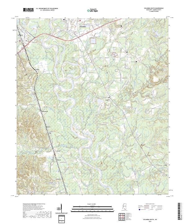 Columbia South, MS — USGS 7.5-minute topo (2024)