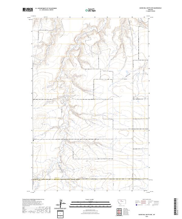 Goose Bill Butte NW, MT — USGS 7.5-minute topo (2024)