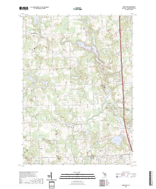 Hartland, MI — USGS 7.5-minute topo (2023)