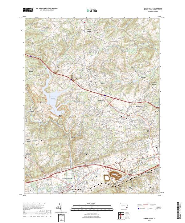 Downingtown, PA — USGS 7.5-minute topo (2023)