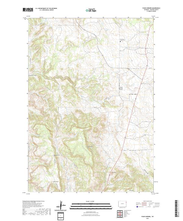 Four Corners, WY — USGS 7.5-minute topo (2021)