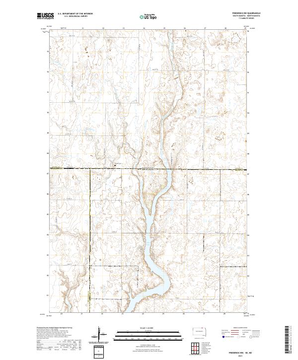 Frederick NW, SD-ND — USGS 7.5-minute topo (2021)