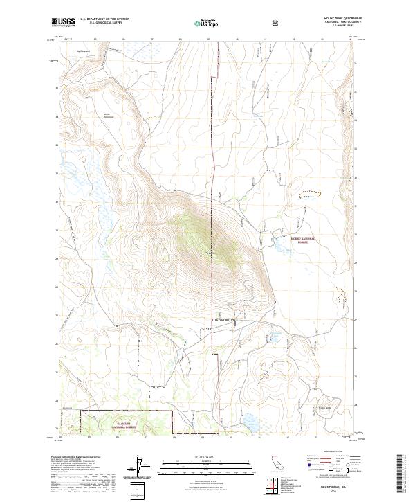 Mount Dome, CA — USGS 7.5-minute topo (2022)
