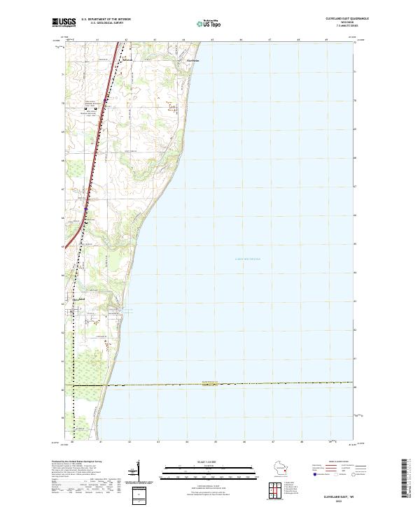 Cleveland East, WI — USGS 7.5-minute topo (2022)