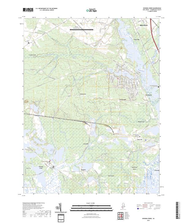 Dividing Creek, NJ — USGS 7.5-minute topo (2023)