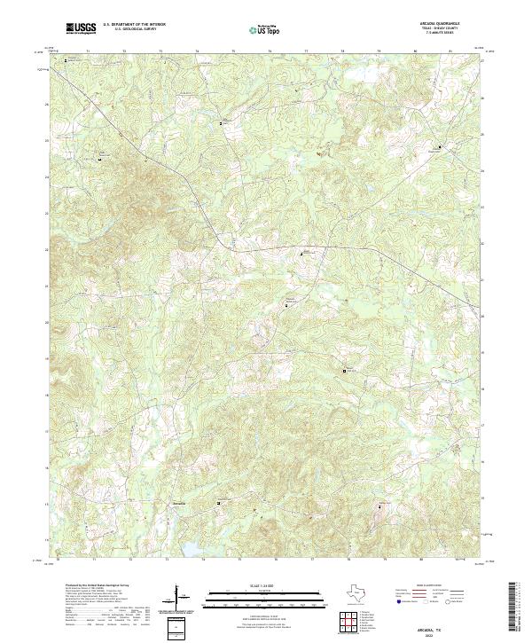 Arcadia, TX — USGS 7.5-minute topo (2022)