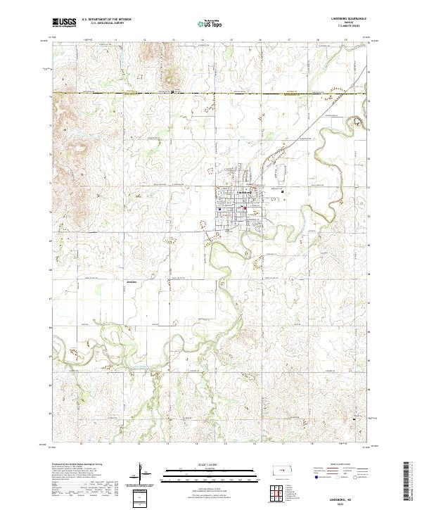 Lindsborg, KS — USGS 7.5-minute topo (2022)