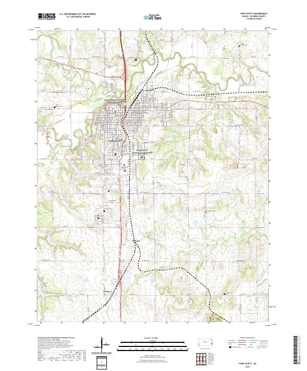 Fort Scott, KS — USGS 7.5-minute topo (2022)