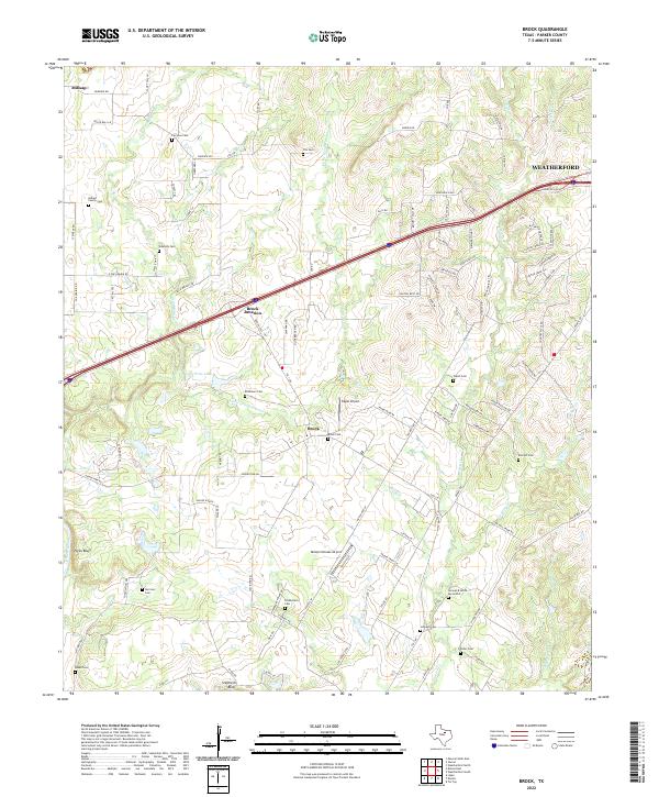 Brock, TX — USGS 7.5-minute topo (2022)