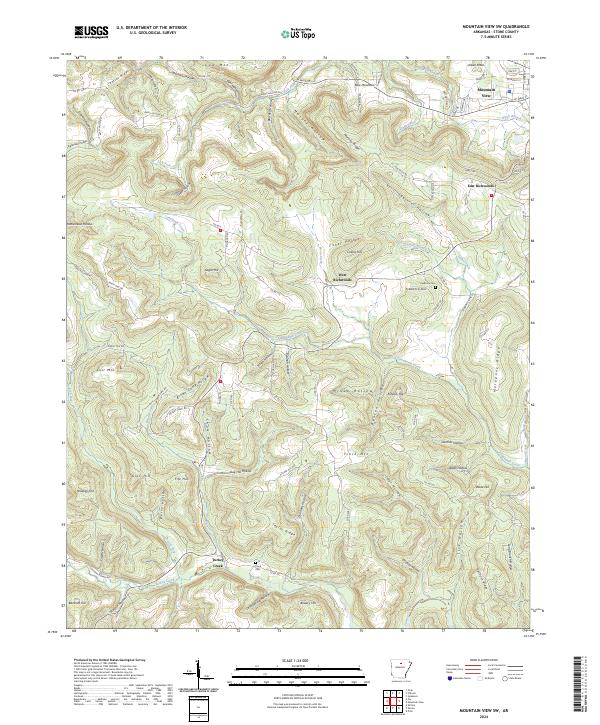 Mountain View SW, AR — USGS 7.5-minute topo (2024)