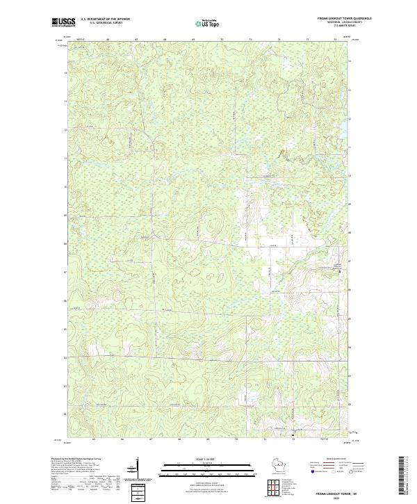Fromm Lookout Tower, WI — USGS 7.5-minute topo (2022)