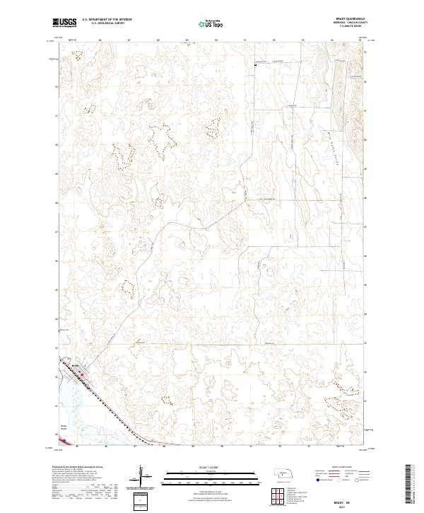 Brady, NE — USGS 7.5-minute topo (2021)