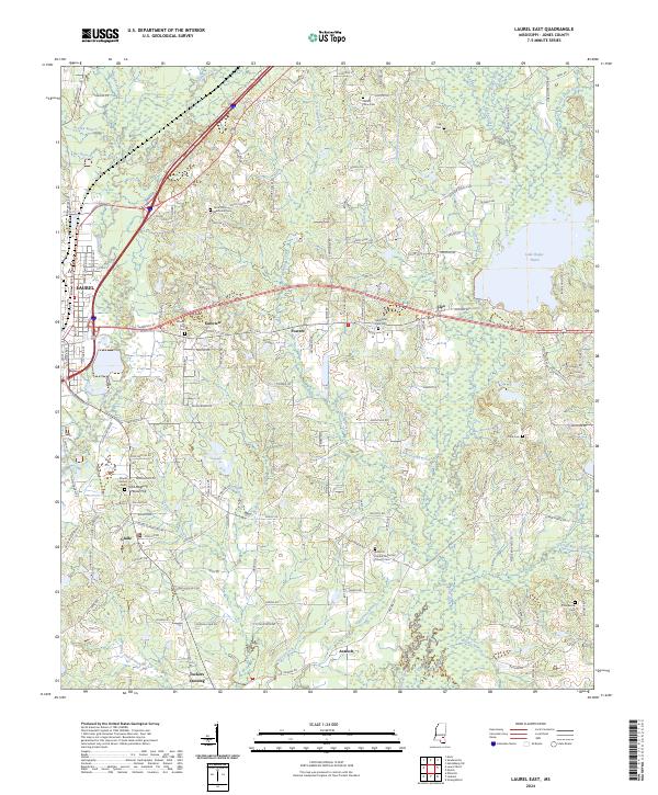 Laurel East, MS — USGS 7.5-minute topo (2024)