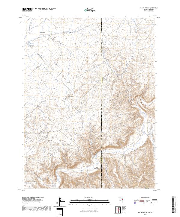 Walsh Knolls, UT-CO — USGS 7.5-minute topo (2023)