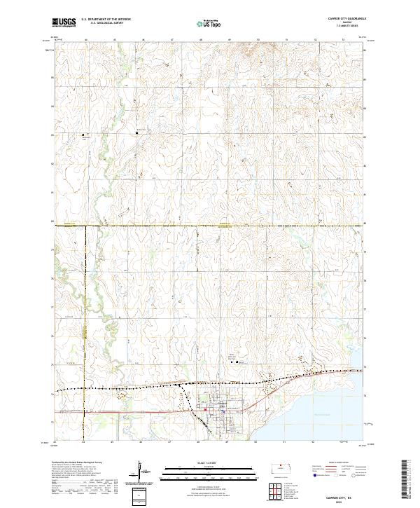 Cawker City, KS — USGS 7.5-minute topo (2022)