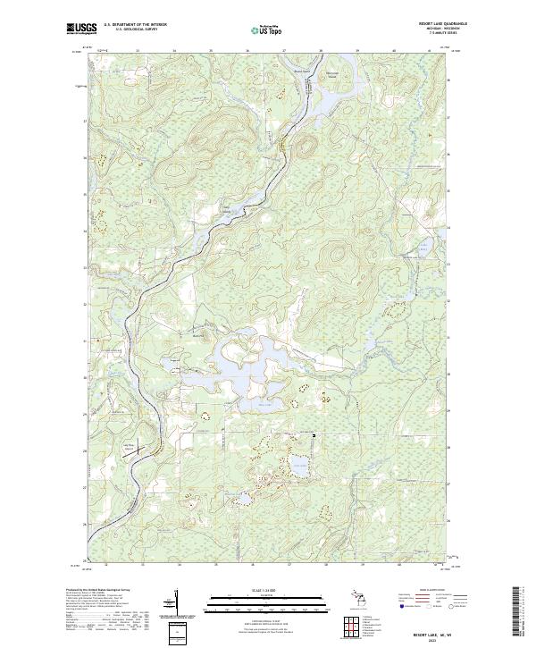 Resort Lake, MI-WI — USGS 7.5-minute topo (2023)
