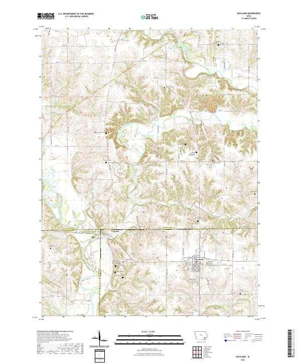 Wayland, IA — USGS 7.5-minute topo (2022)