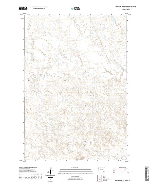 Deers Ears Butte North, SD — USGS 7.5-minute topo (2021)