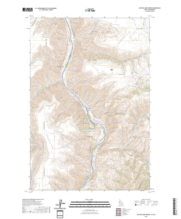 Captain John Rapids, ID-WA — USGS 7.5-minute topo (2024)