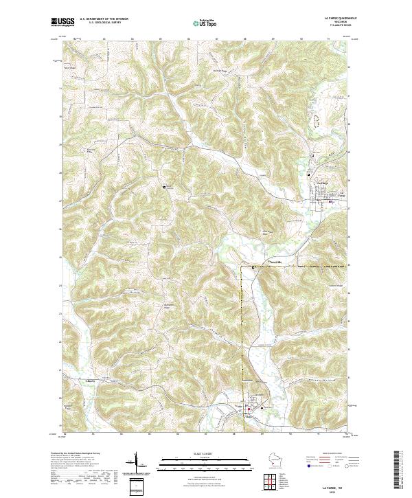 La Farge, WI — USGS 7.5-minute topo (2022)