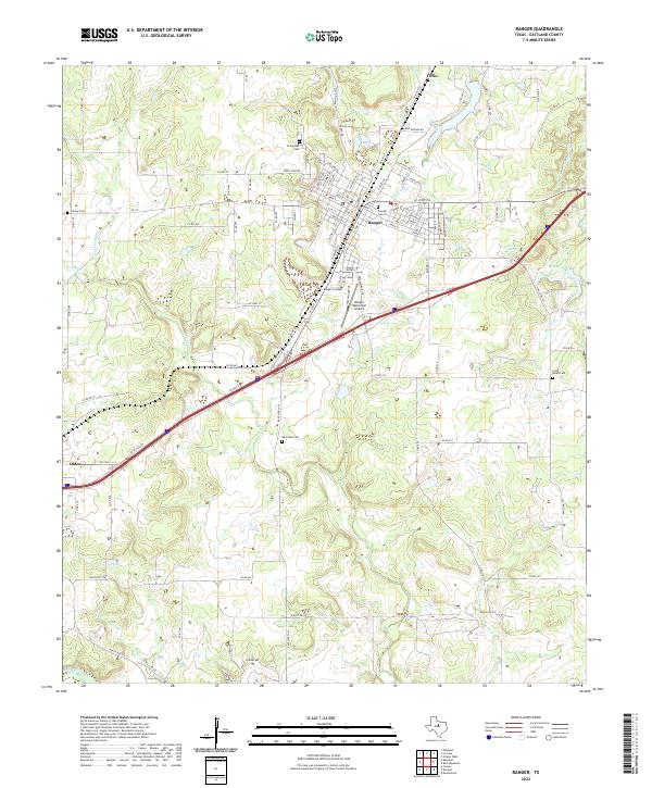 Ranger, TX — USGS 7.5-minute topo (2022)