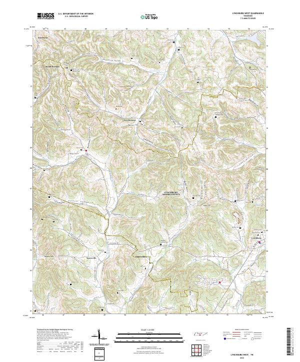 Lynchburg West, TN — USGS 7.5-minute topo (2022)