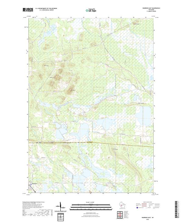 Warrens East, WI — USGS 7.5-minute topo (2022)