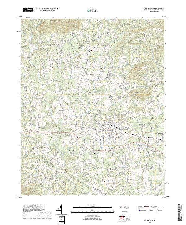 Taylorsville, NC — USGS 7.5-minute topo (2022)