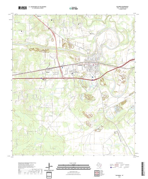 Columbus, TX — USGS 7.5-minute topo (2022)