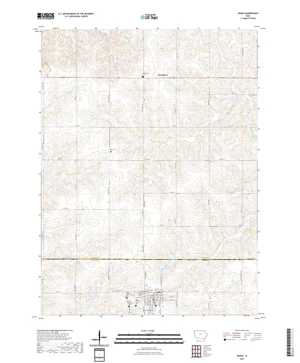 Lenox, IA — USGS 7.5-minute topo (2022)