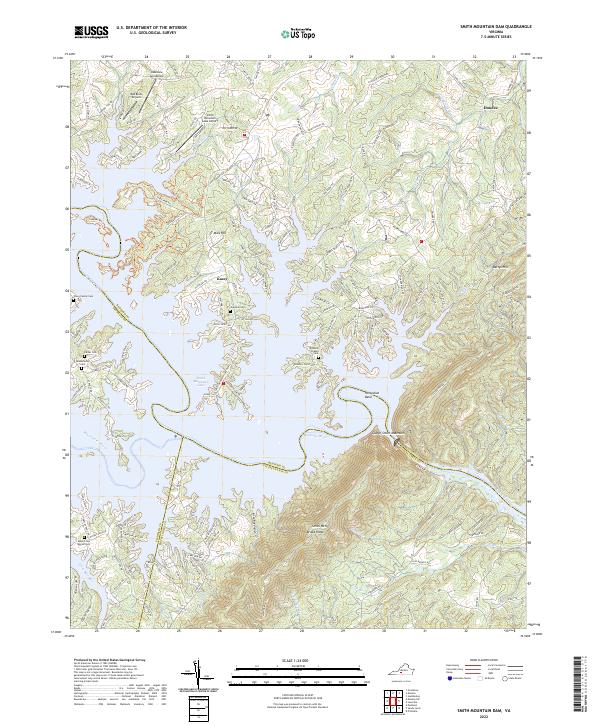 Smith Mountain Dam, VA — USGS 7.5-minute topo (2022)
