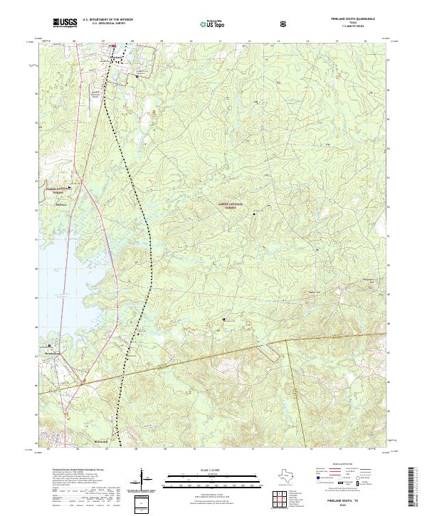 Pineland South, TX — USGS 7.5-minute topo (2022)