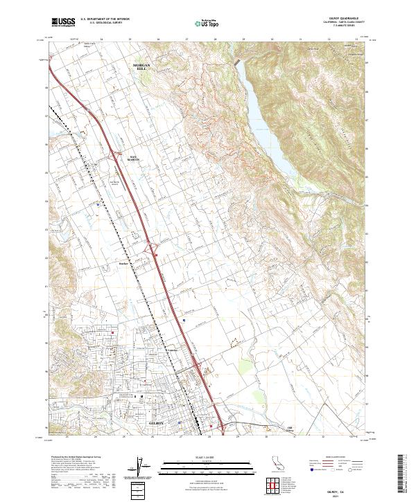 Gilroy, CA — USGS 7.5-minute topo (2021)