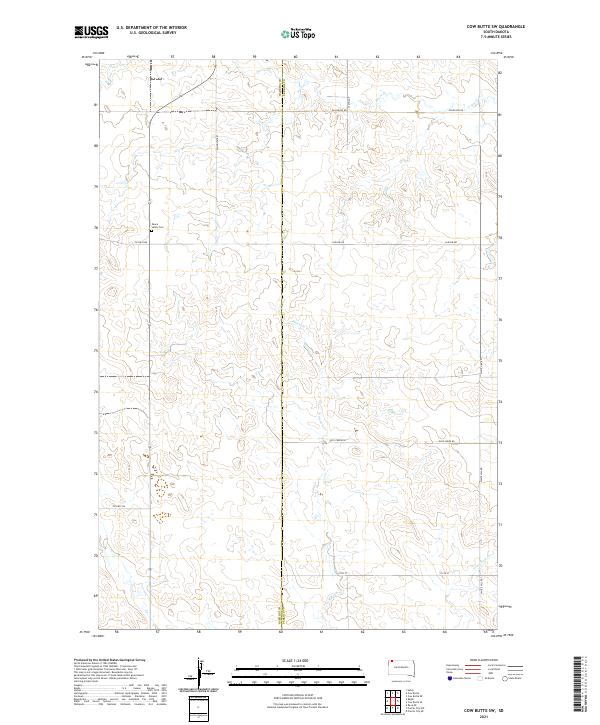 Cow Butte SW, SD — USGS 7.5-minute topo (2021)