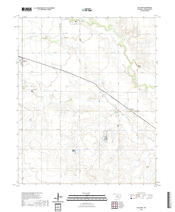 Hollister, OK — USGS 7.5-minute topo (2022)