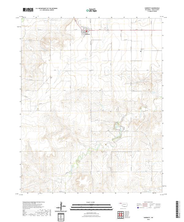 Hardesty, OK — USGS 7.5-minute topo (2022)