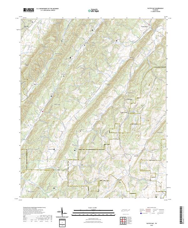 Pattie Gap, TN — USGS 7.5-minute topo (2022)