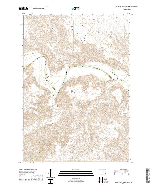 Mouth of Little Dog Creek, SD — USGS 7.5-minute topo (2021)