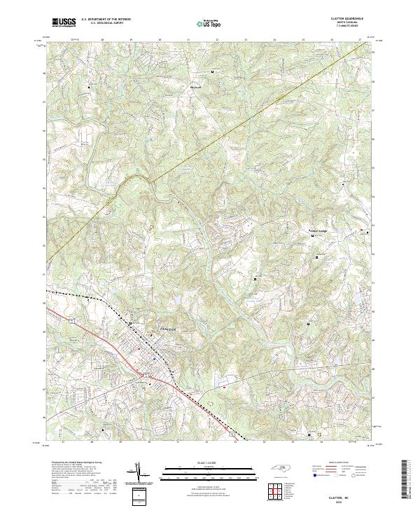Clayton, NC — USGS 7.5-minute topo (2022)