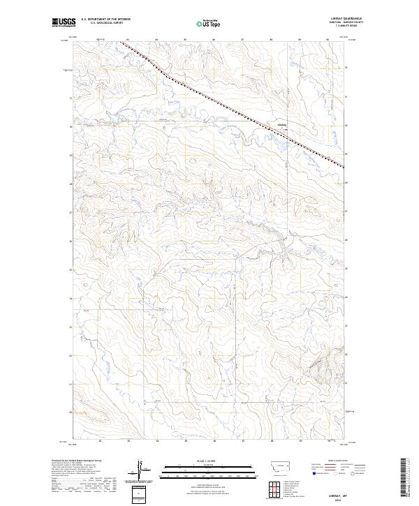 Lindsay, MT — USGS 7.5-minute topo (2024)