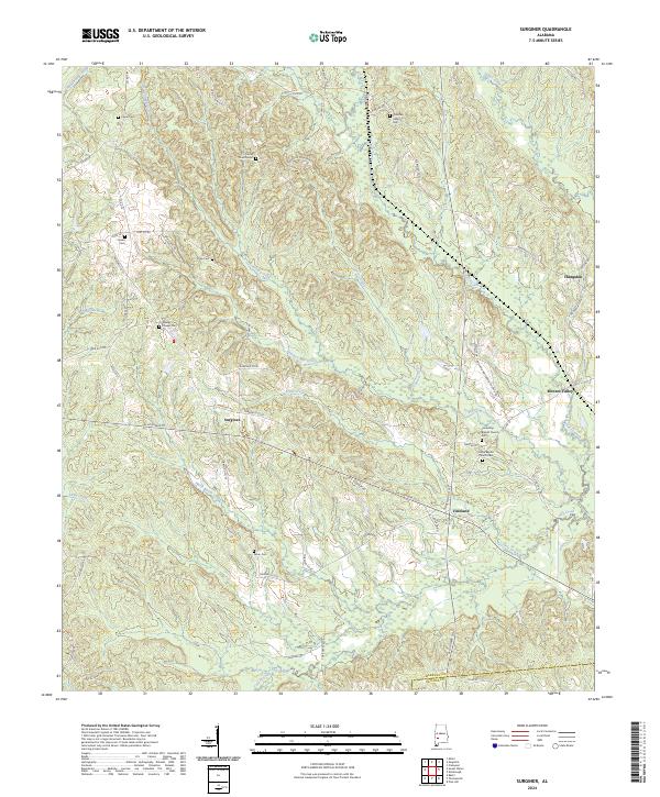 Surginer, AL — USGS 7.5-minute topo (2024)