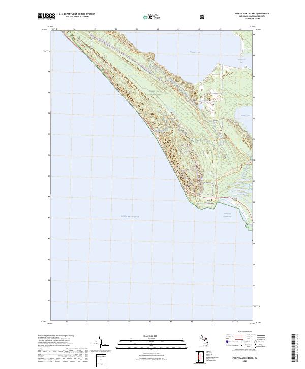 Pointe aux Chenes, MI — USGS 7.5-minute topo (2023)