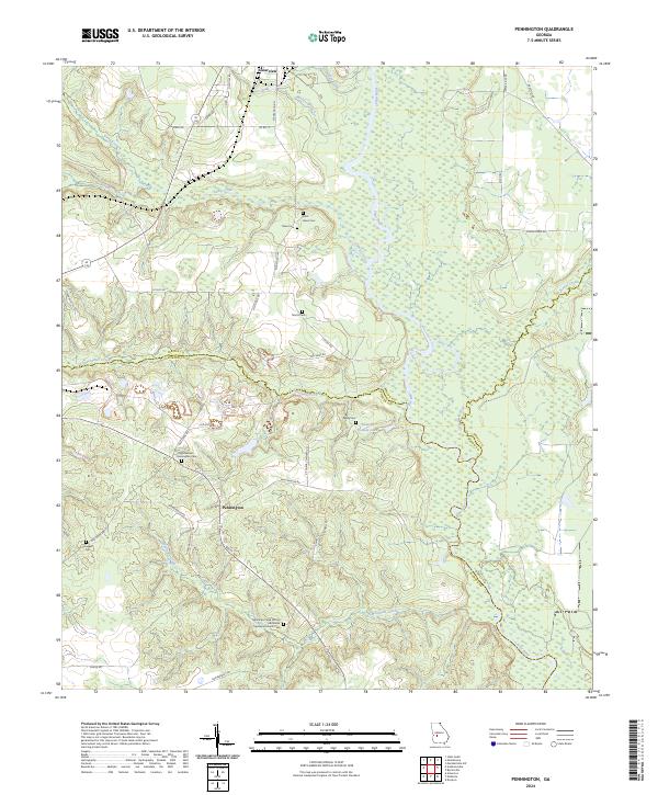 Pennington, GA — USGS 7.5-minute topo (2024)